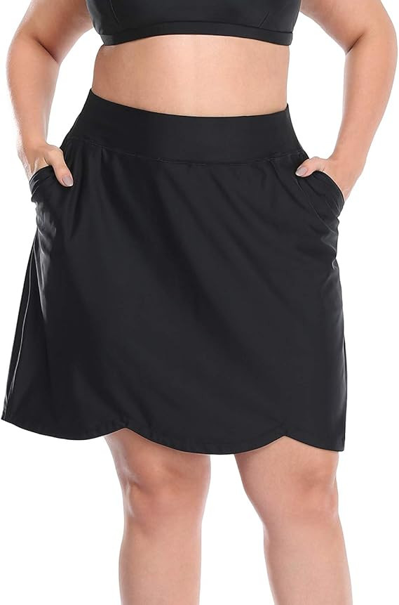 HDE Womens Plus Size Skort Skirt with Bike Shorts Active Golf Swim Skirt Pockets | Amazon (US)