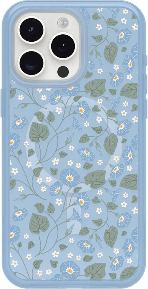 OtterBox iPhone 15 Pro Max (Only) Symmetry Series Clear Case - Dawn Floral (Blue), Snaps to Magsa... | Amazon (US)