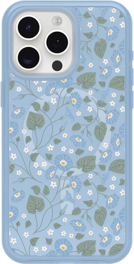 OtterBox iPhone 15 Pro MAX (Only) Symmetry Series Clear Case - DAWN FLORAL (Blue), snaps to MagSa... | Amazon (US)