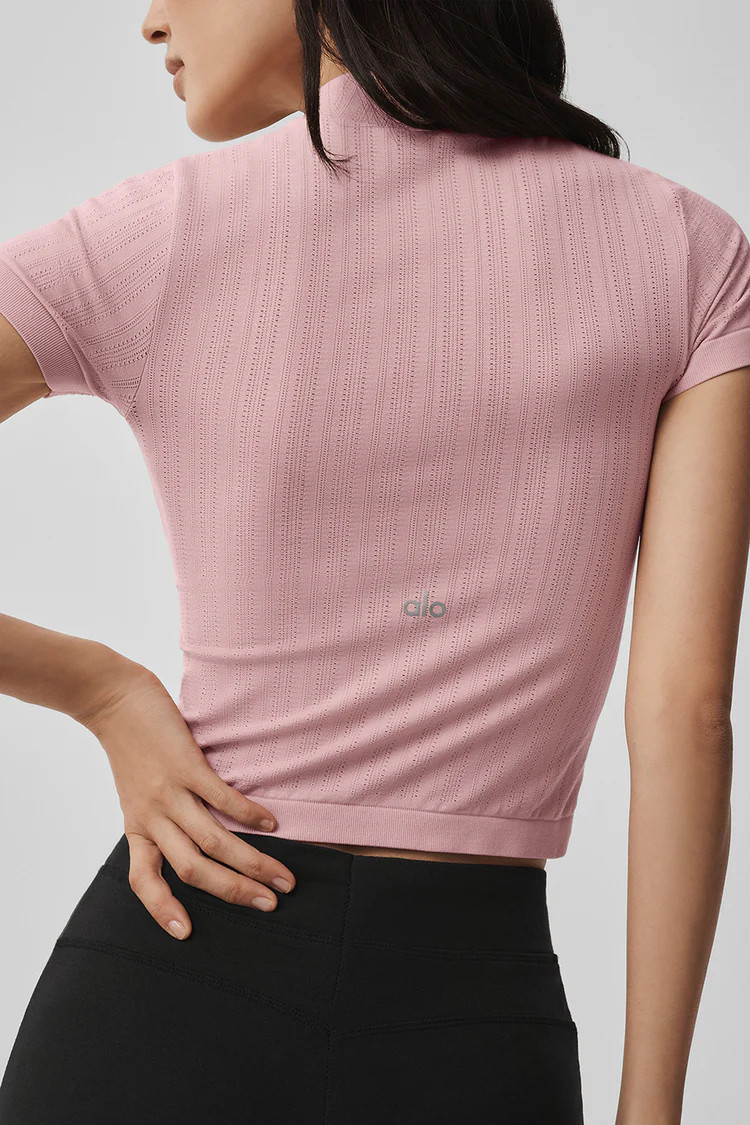Seamless Pointelle Mock Neck Short Sleeve | Alo Yoga (US)