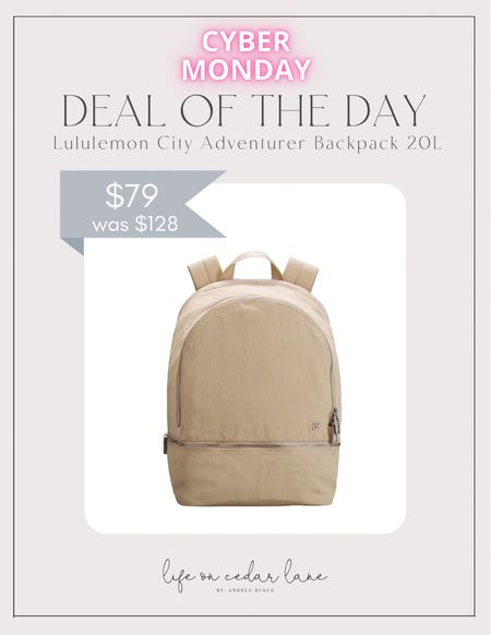 Cyber Monday Lululemon Deal of the Day! Snag this City Adventure Backpack 20L for just $79! 6 other colors available. Great gift for the teen!

#fitness #athletic #giftsunder100 #giftsforher

#LTKCyberweek #LTKGiftGuide #LTKsalealert