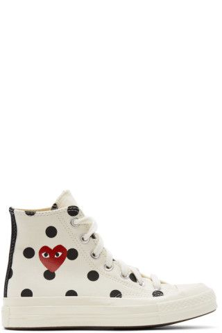 White Converse Edition Polka Dot Heart Chuck 70 High Sneakers | SSENSE 