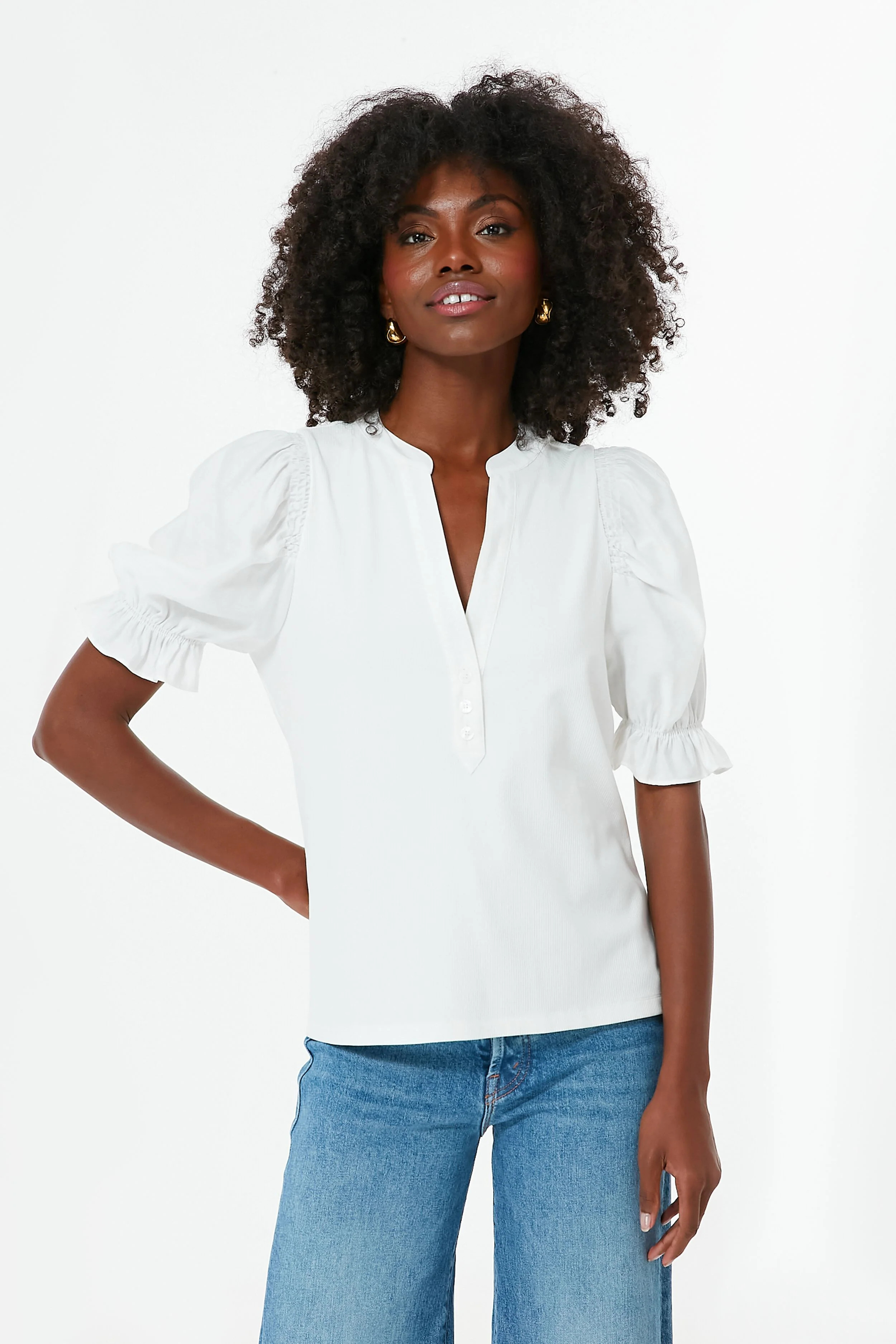 White Livia Puff Sleeve Top | Tuckernuck (US)