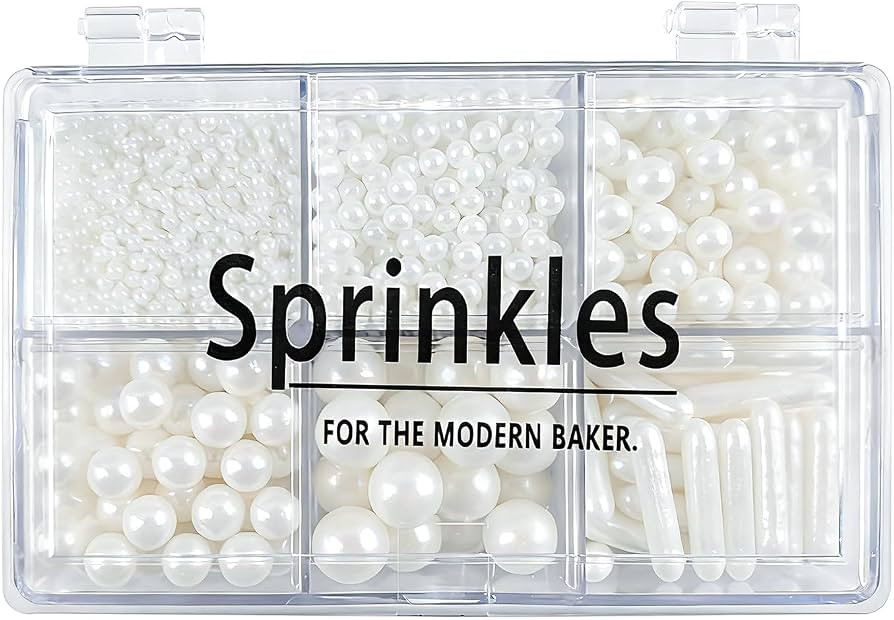White Mix Sugar Sprinkles Edible Pearl Sugar Sprinkle Candy Pearls 118g/4.16 Oz White Sprinkles S... | Amazon (US)