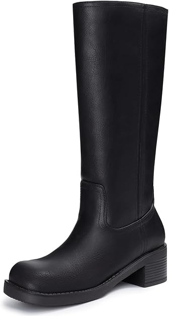 Athlefit Women's Knee High Boots Square Toe Chunky Block Riding Tall Boots for Women Low Heel | Amazon (US)