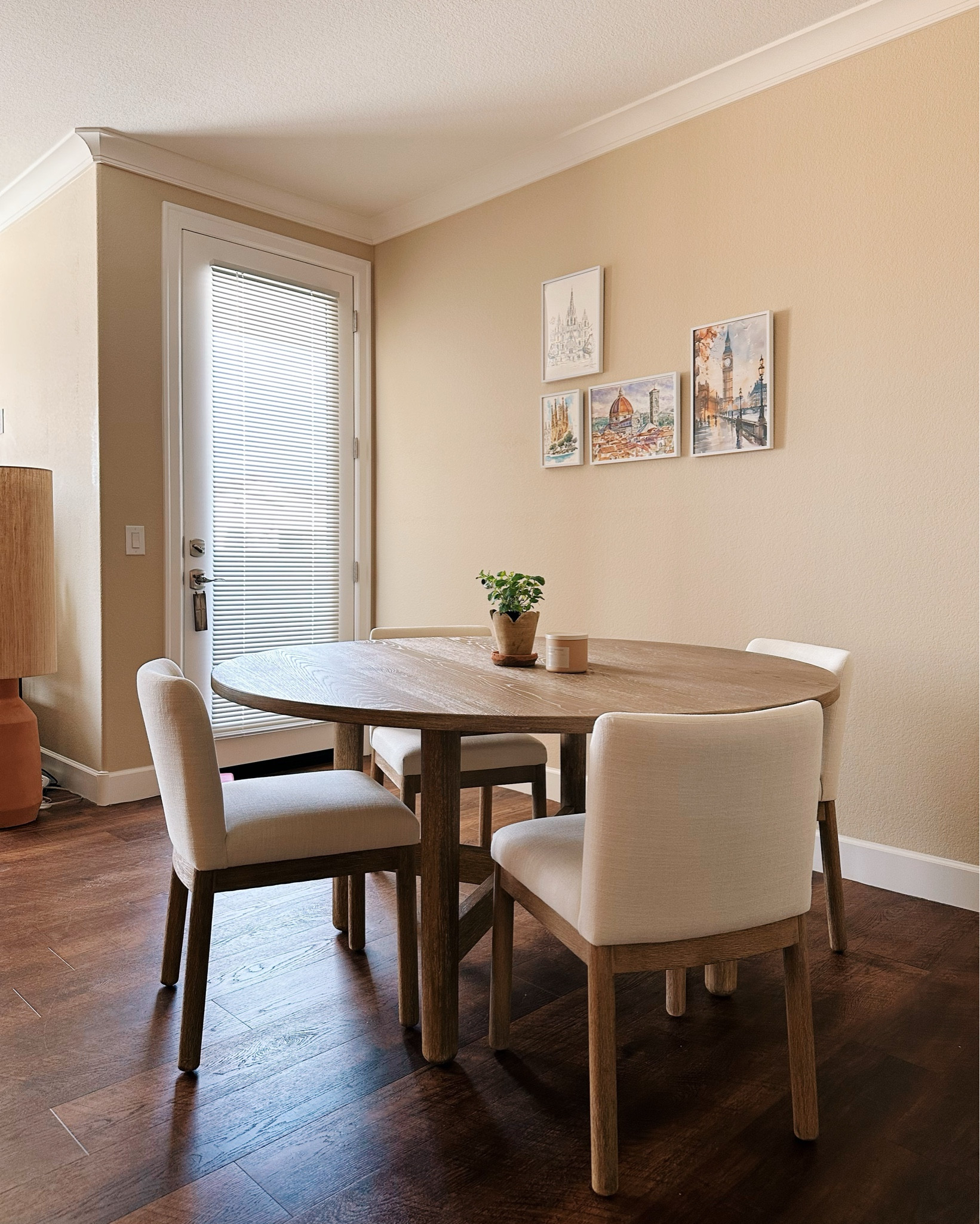 We’ve had this dining table set for almost a year & I still love it so much! We have the 60” table (the larger of the 2 size options) and it comfortably seats 4 people, but can seat 6 in total. I love the color of the wood - such a cozy, warm tone 

2nd slide: these salt agate coasters are so pretty & I keep them on our table as a decorative item. I police people like Monica with this table 😂 gotta keep it in pristine condition! 

#LTKHome