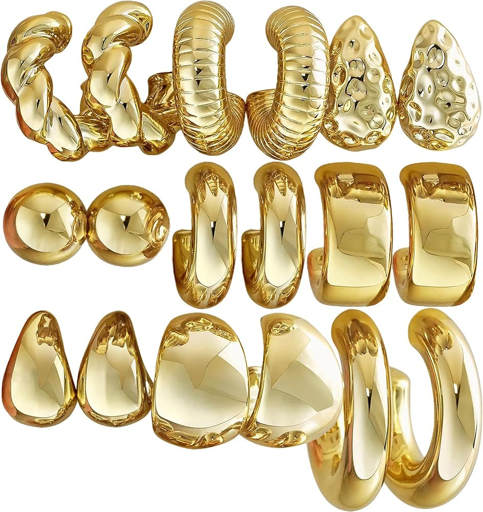 FAXHION 36 Pairs Gold Hoop Earrings Set for Women, Gold Earring Pack | Amazon (US)