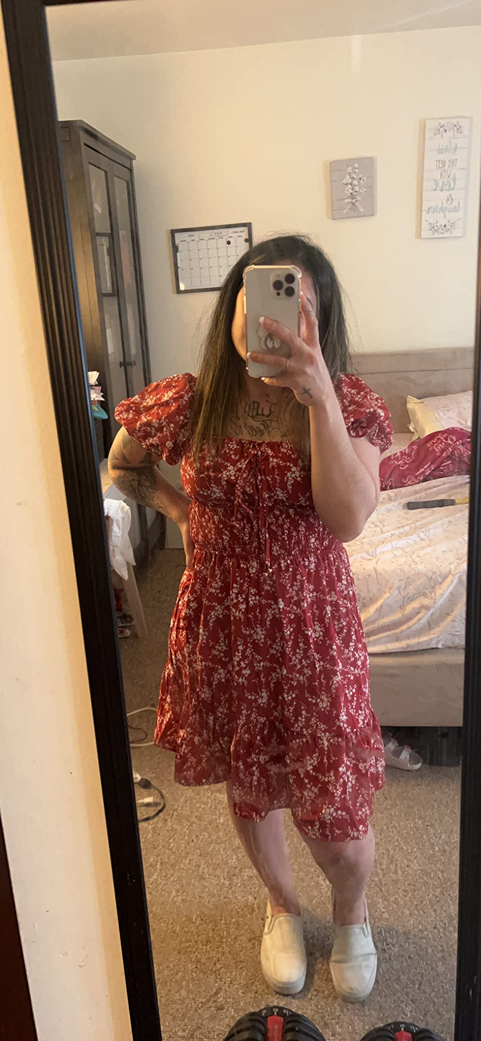 Imily Bela Womens Summer Dress Ruffle Sleeve Sqaure Neck Smocked Sun Dress Casual Boho Beach Flor... | Amazon (US)