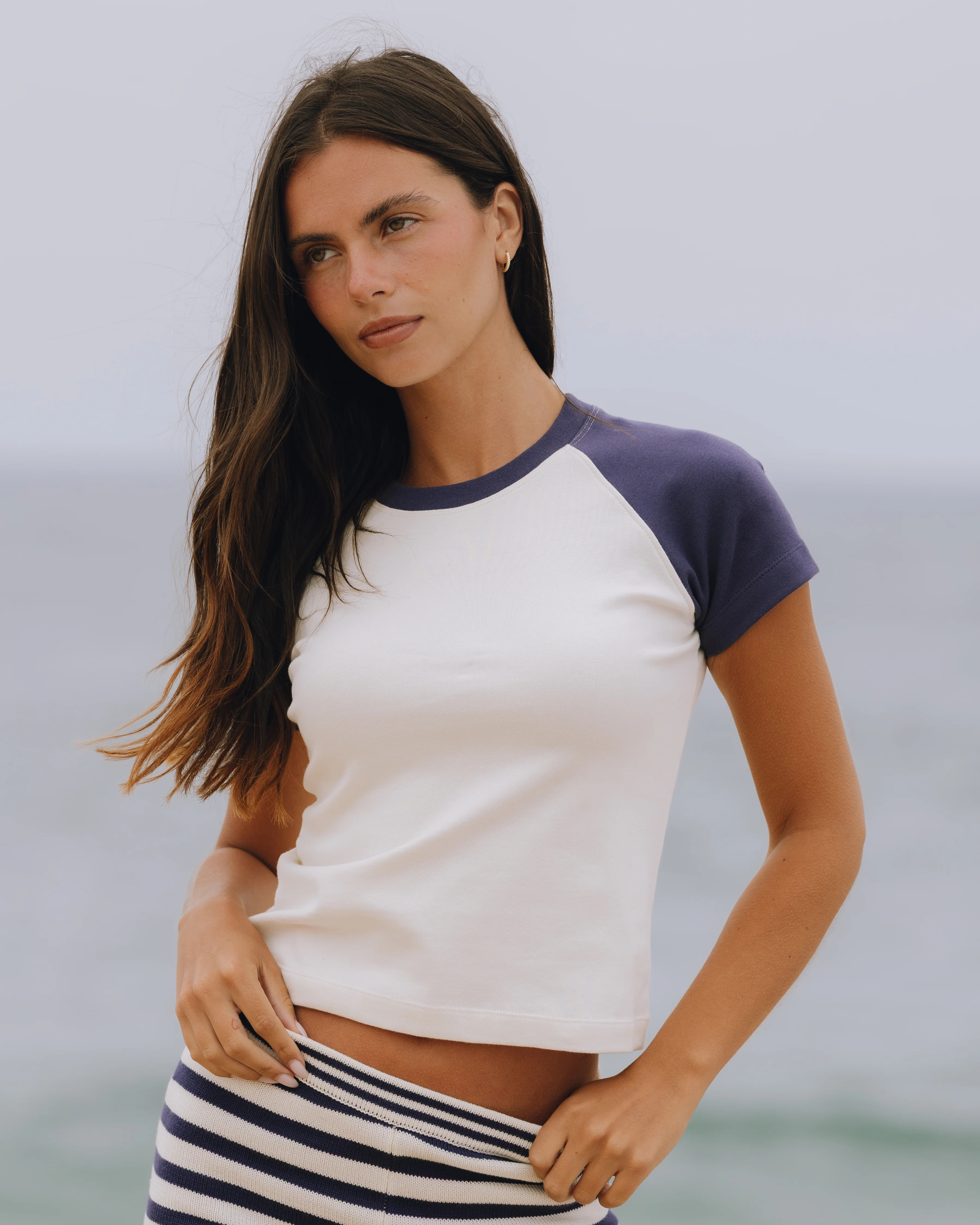Raglan Everyday Tee - Navy + Cream | Daily Drills LLC