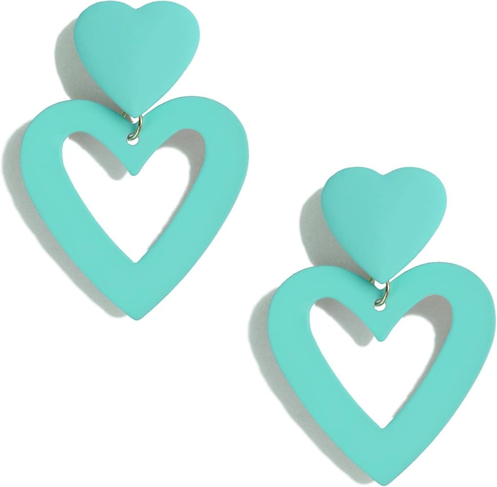 PopTopping Double Heart Earrings Dangling Heart Drop Earrings For Women Love Heart Dangle Earring... | Amazon (US)