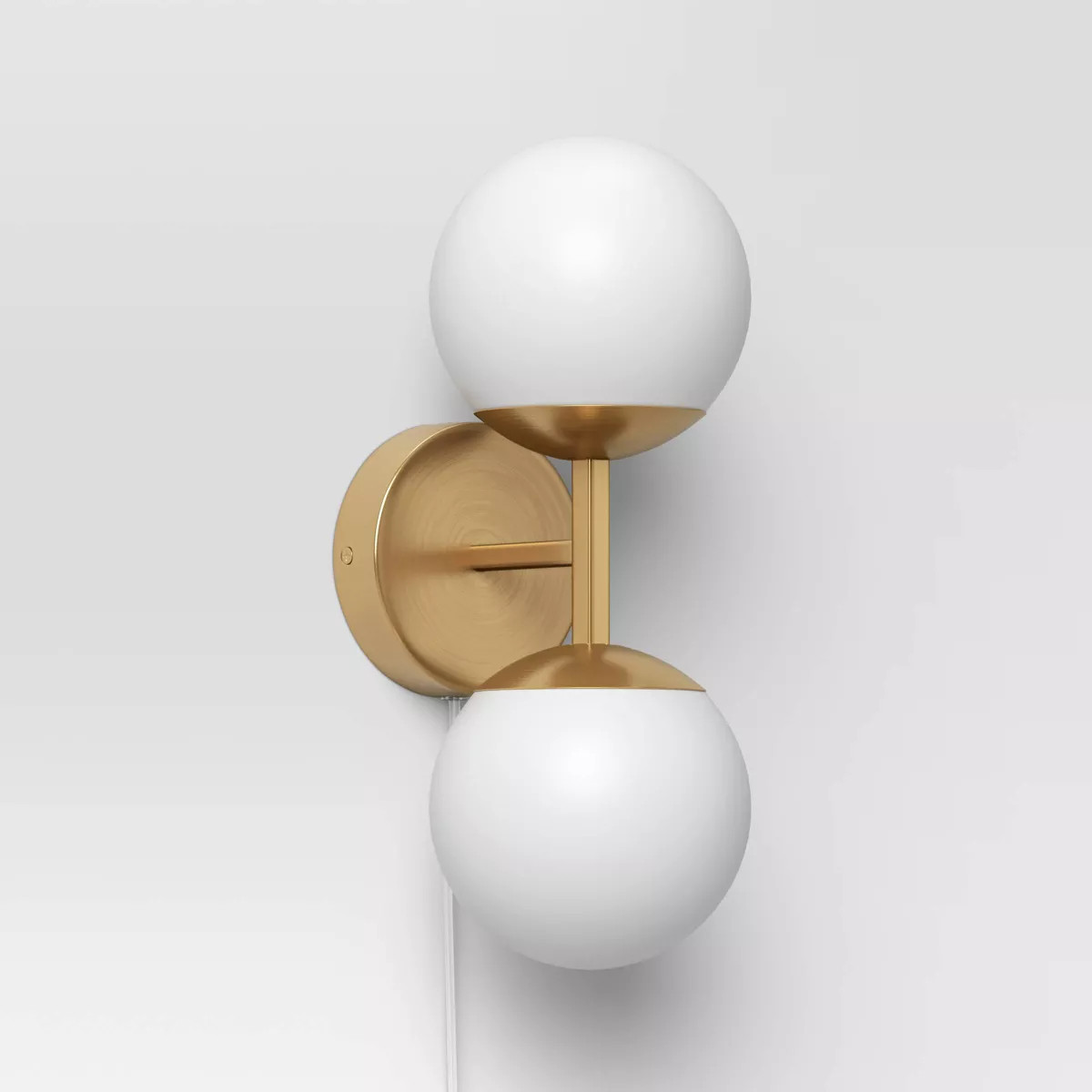 Double Globe Sconce White - Threshold™: Wall-Mounted, Dimmable, Gold Metal Body, Includes LED B... | Target
