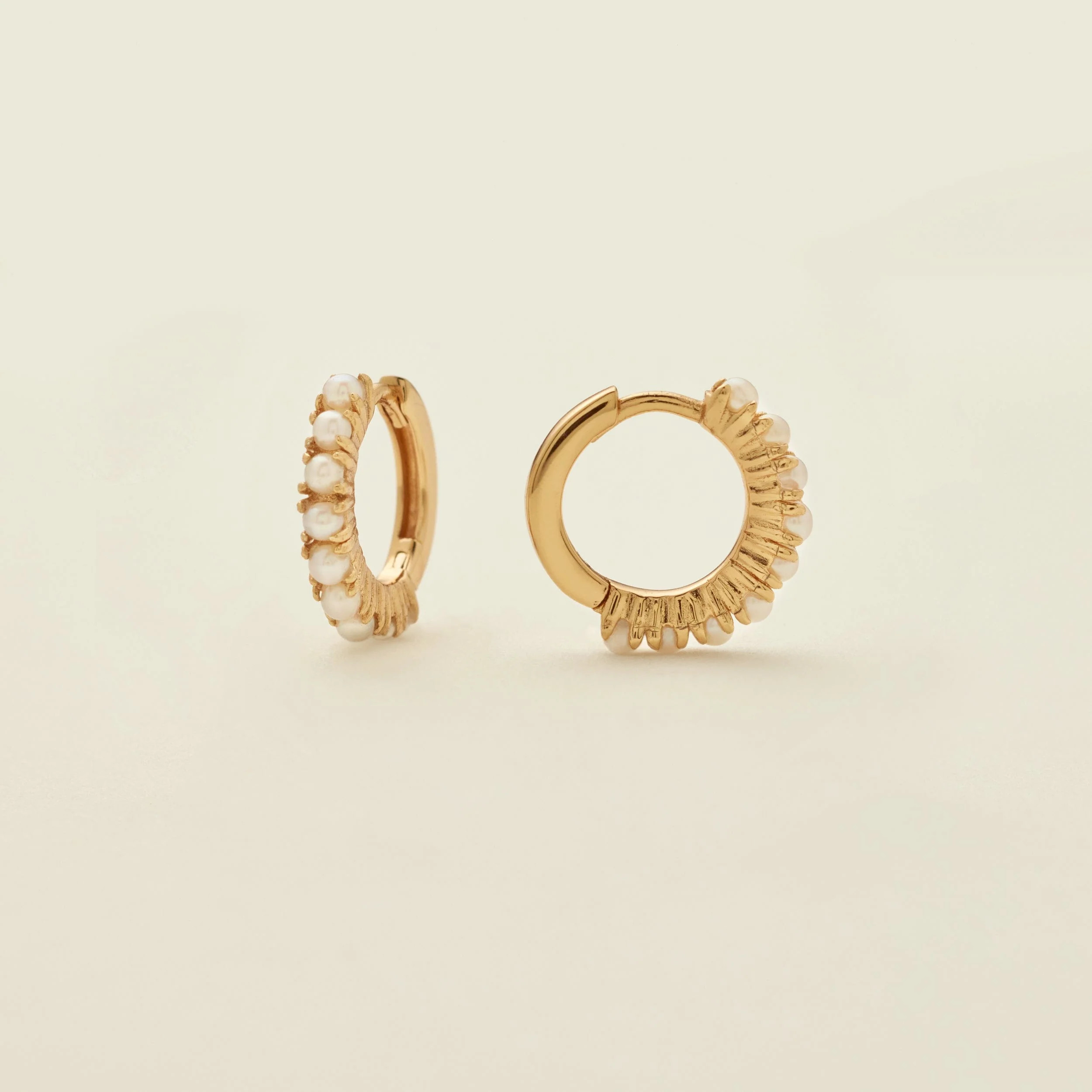 Pearl Huggie Hoop Earrings | Made By Mary
