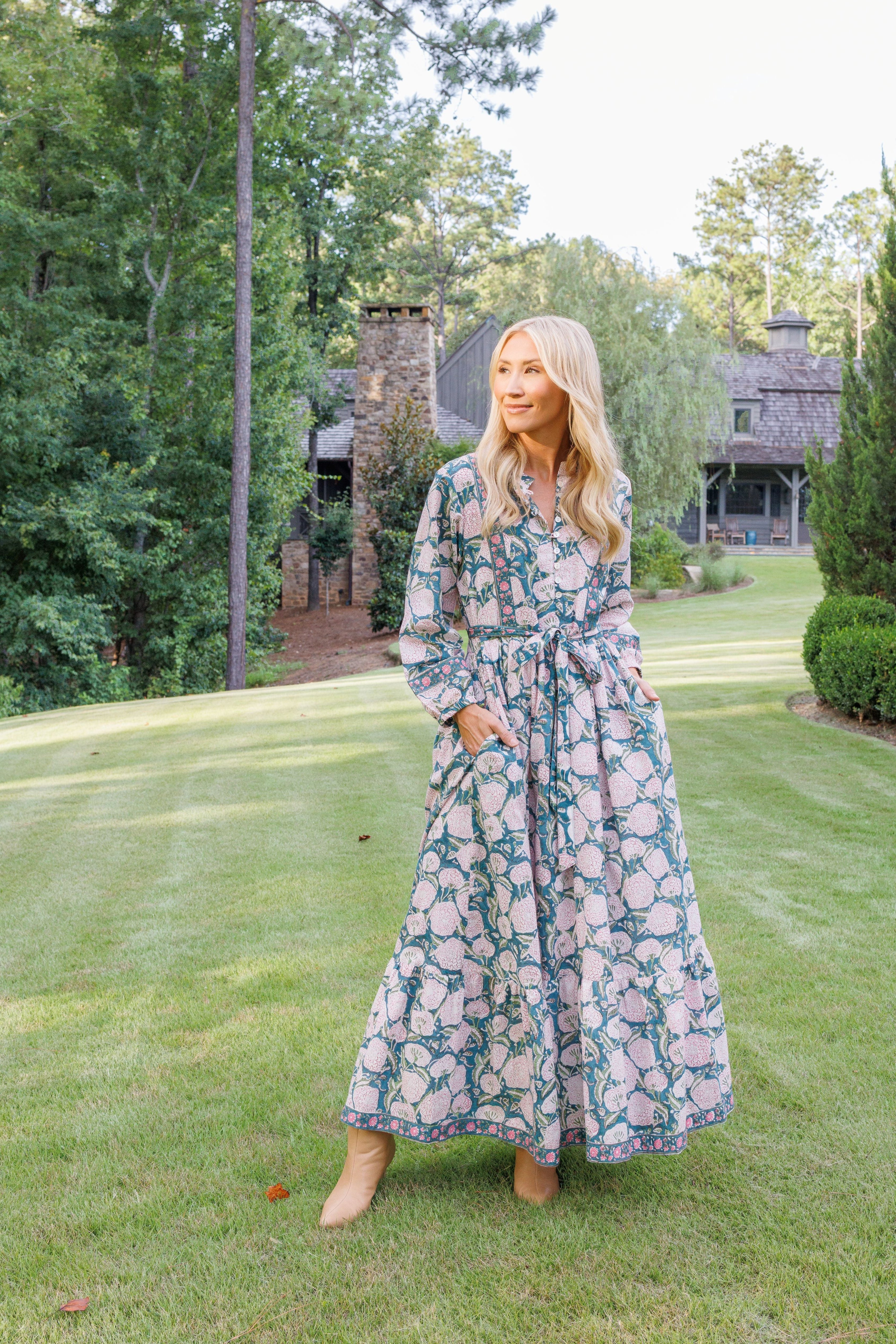 Maggie Oaks Mae Mae Teal Floral Maxi Dress | Clover and Bee | Clover + Bee