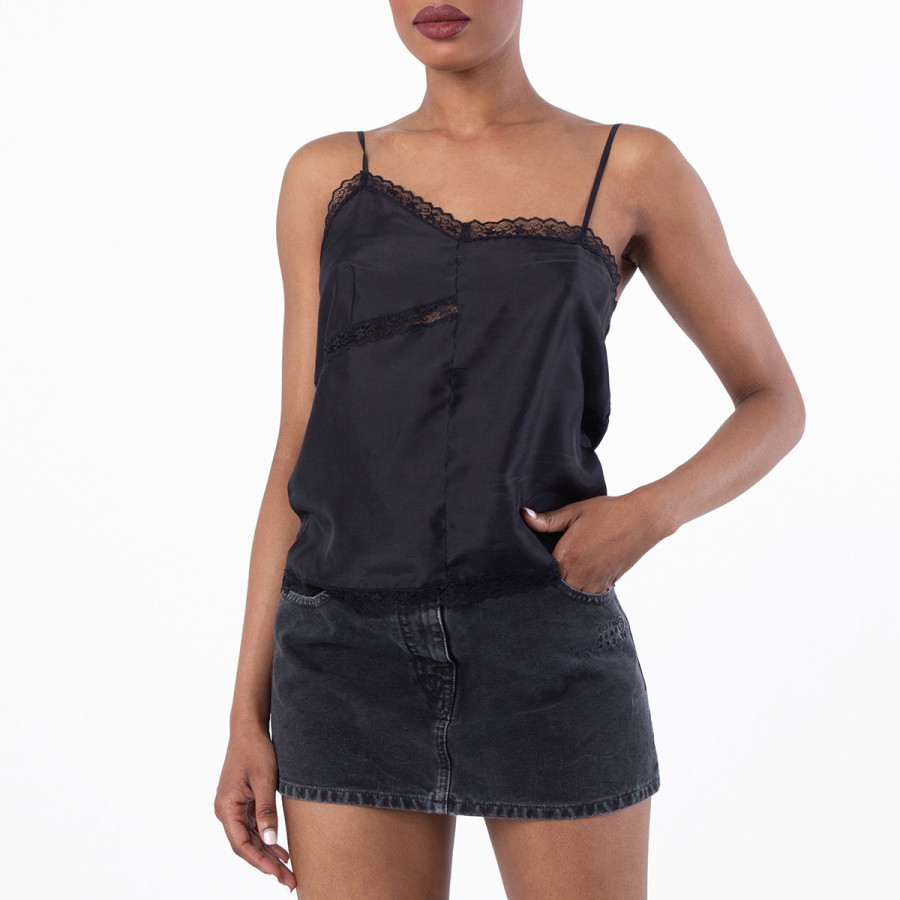 MM6 Lace-Trimmed Silk Top | Jomashop.com & JomaDeals.com