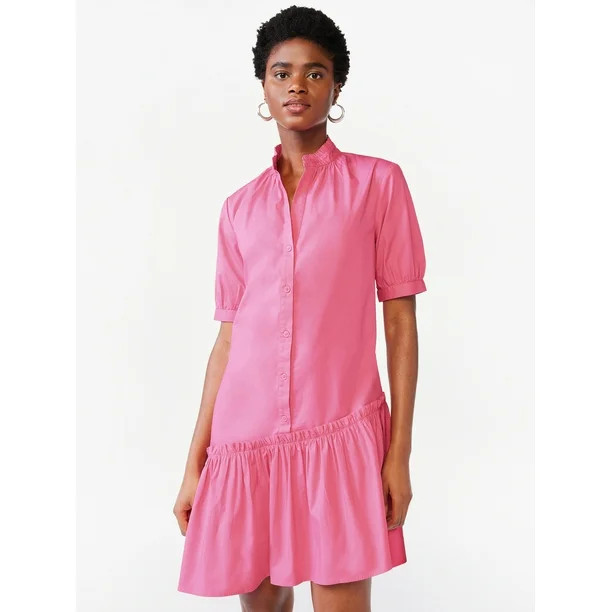 Scoop Women's Asymmetrical Shirt Dress | Walmart (US)