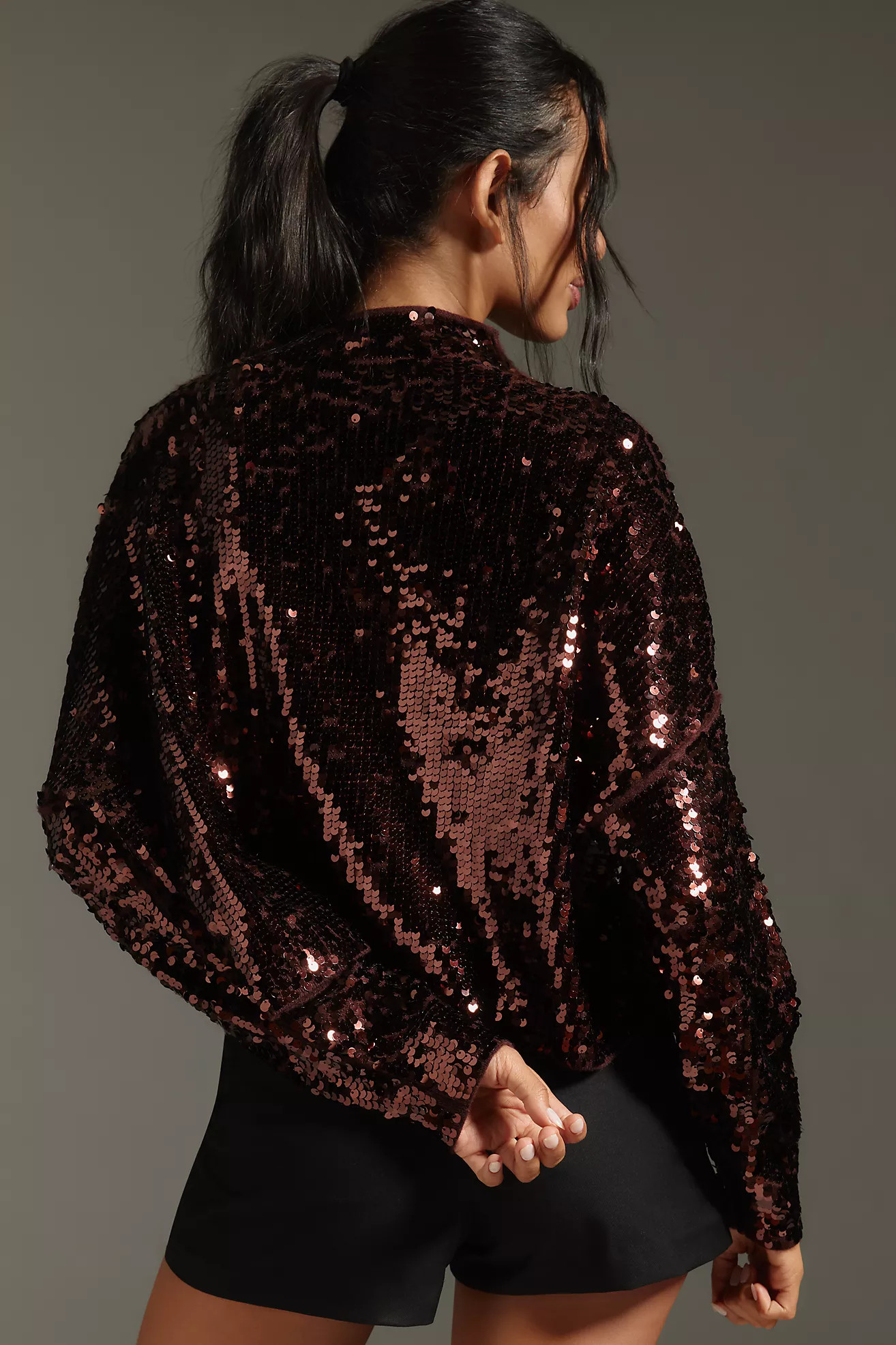 The Alani Cashmere Mock-Neck Sweater by Pilcro: Sequin Edition | Anthropologie (US)