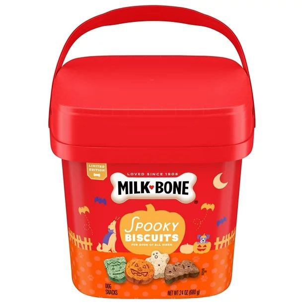Milk-Bone Spooky Biscuits, Halloween Dog Treats, 24oz Pail | Walmart (US)