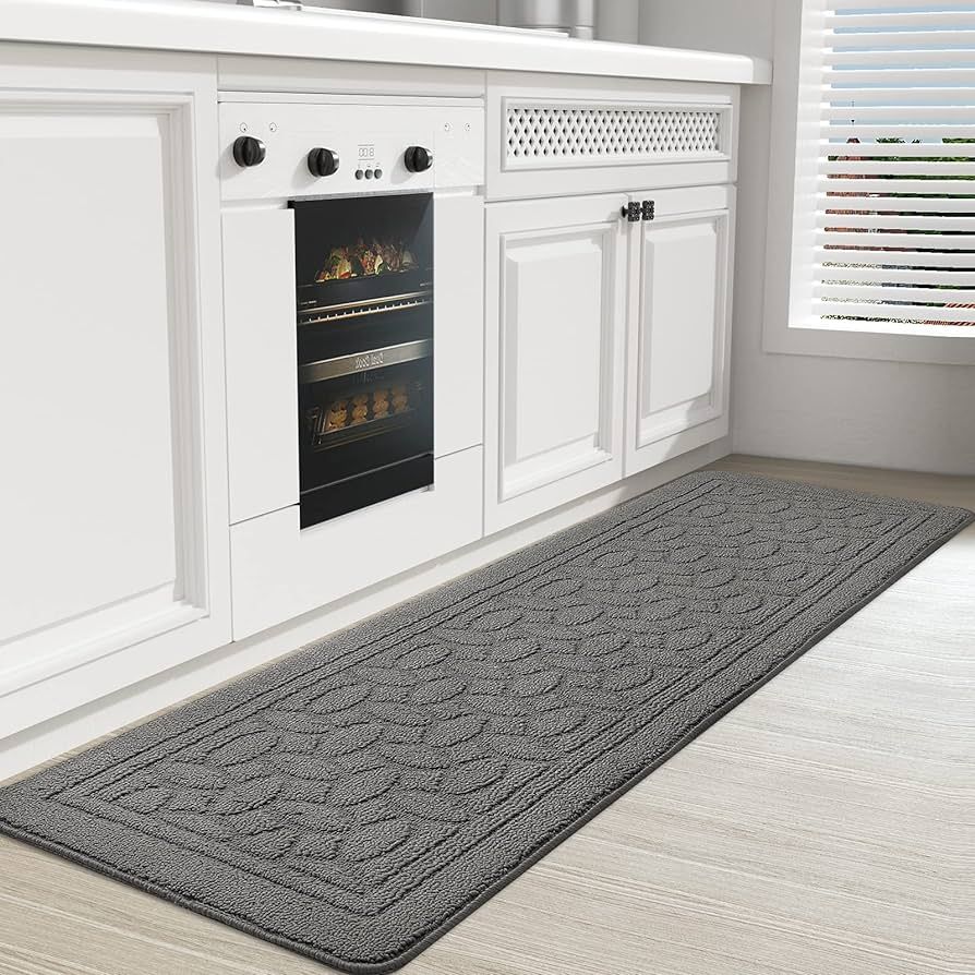 Color G Non Skid Kitchen Runner Rug Machine Washable Floor Mat, Easy to Clean, 18"x59", Grey | Amazon (US)