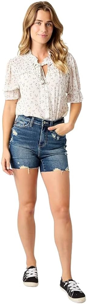Judy Blue Tummy Control High Rise Denim Shorts | Amazon (US)