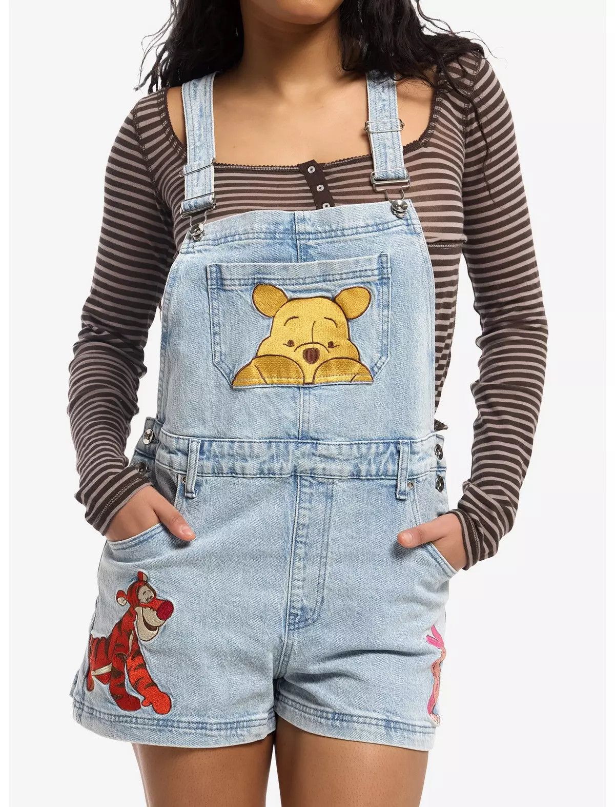 Disney Winnie The Pooh & Friends Girls Denim Shortalls | Hot Topic | Hot Topic