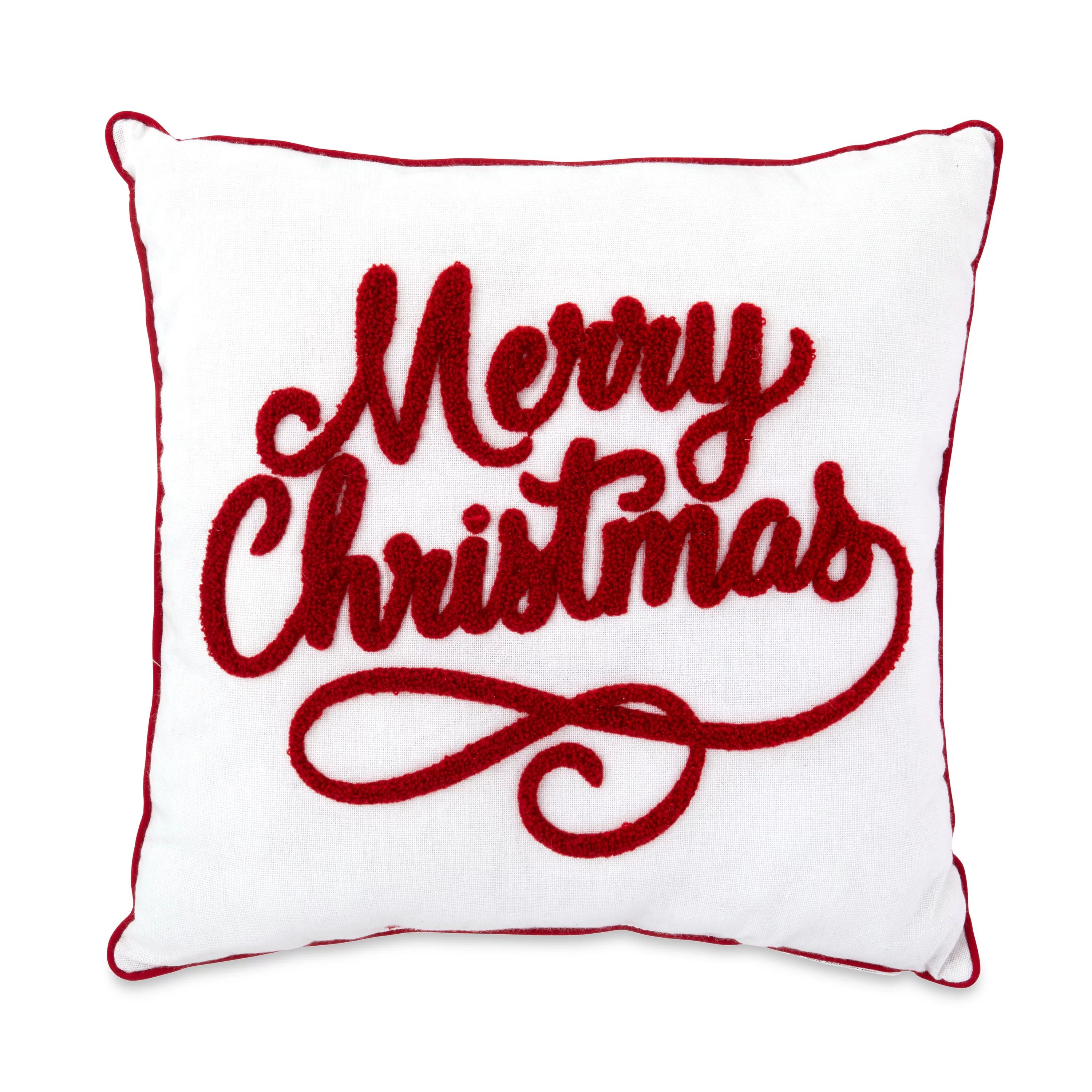 Holiday Time Red Merry Christmas Decorative Pillow, 14"x14" Square | Walmart (US)