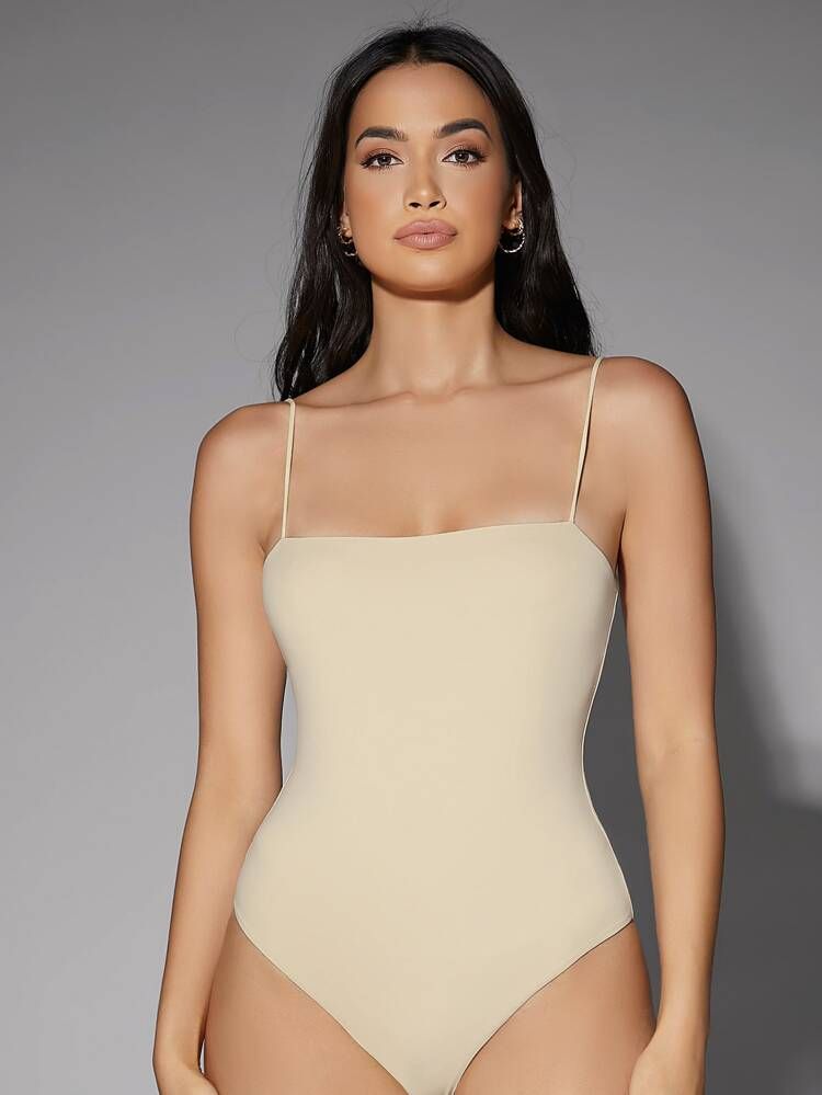 SHEIN BAE Solid Backless Cami Bodysuit | SHEIN