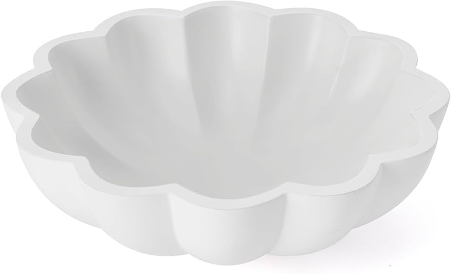 Fluted Ruffle Decorative Bowl, 10" Scalloped Fruit Bowl Home Decor | Amazon (US)