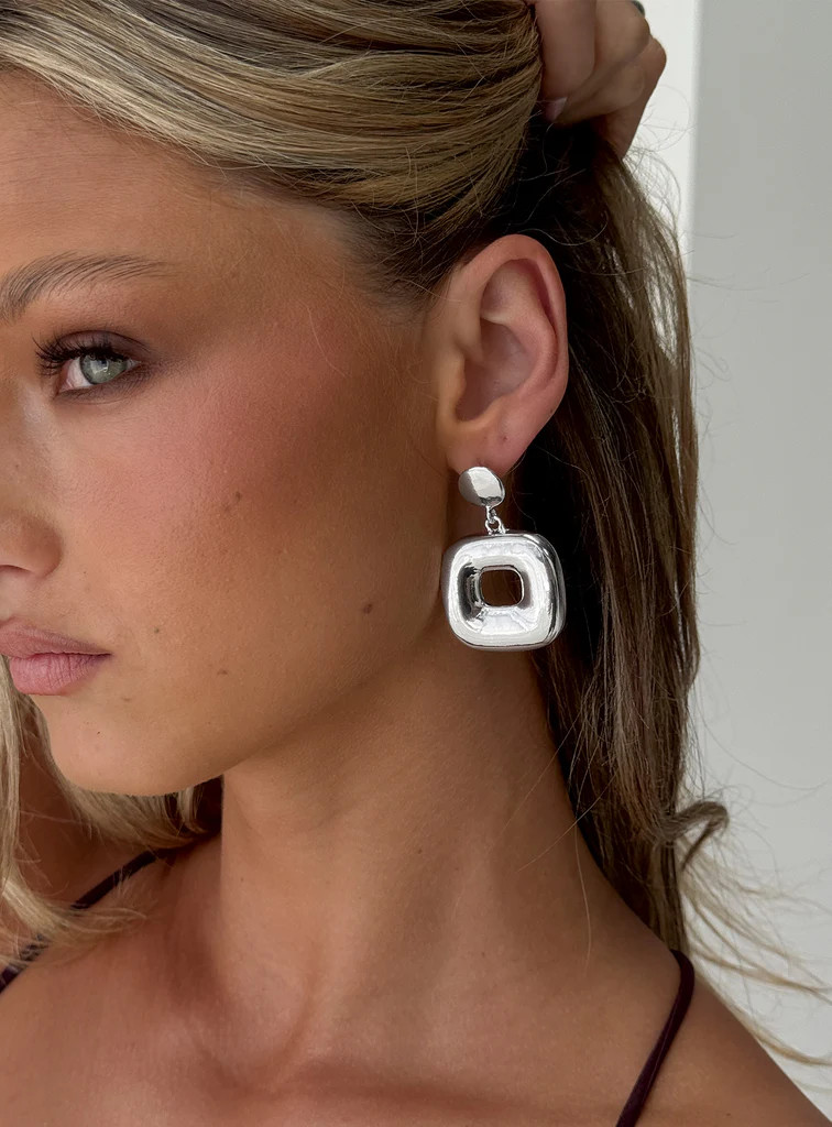 Naples Statement Earrings Silver | Princess Polly US