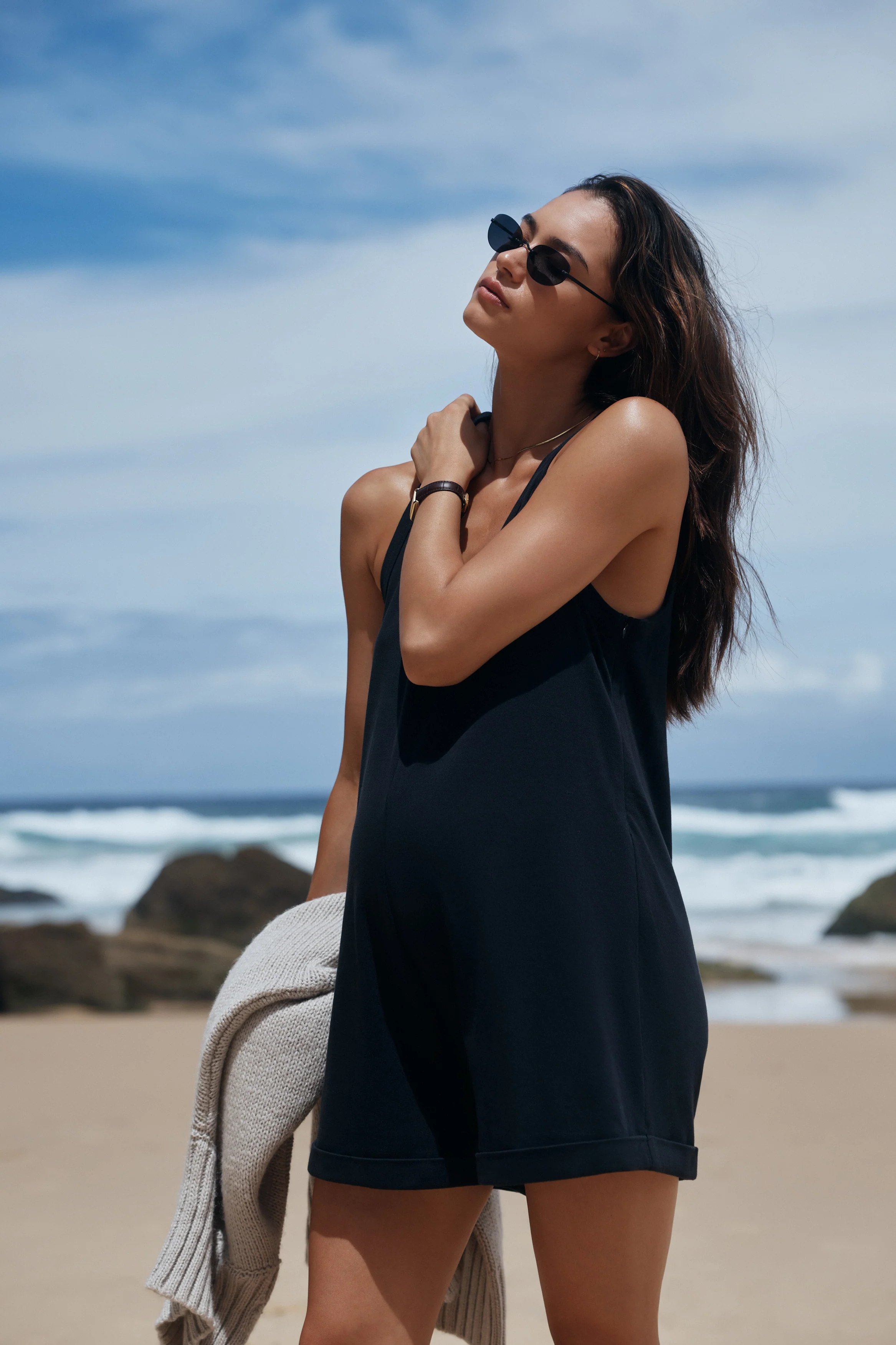 Organic Cotton Short Romper (Black) | Legoe Heritage Maternity APAC