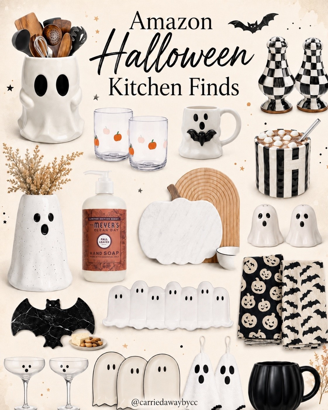 Amazon Halloween kitchen finds 👻🎃 I found the cutest neutral Halloween kitchen decor, including ghost kitchen accessories, pumpkin glassware, Halloween dish towels, seasonal mugs, serving pieces + more. These are such easy ways to add a little spooky season to your kitchen without going overboard.

Shop all of my Amazon Halloween decor finds linked here!
#amazonfinds #amazonhome #halloweendecor #halloweenkitchen #fallkitchen #spookyseason #kitchendecor #fallhome #amazonhalloween