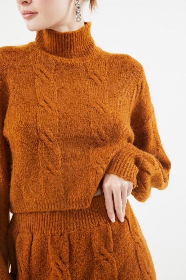 UO Mercer Cable Knit Turtleneck Sweater | Urban Outfitters (US and RoW)