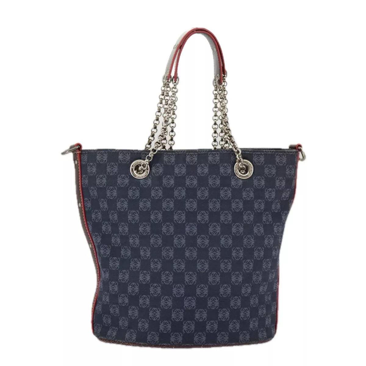 LOEWE Anagram Chain Shoulder Bag Canvas Navy Silver Auth 96522  | eBay | eBay US