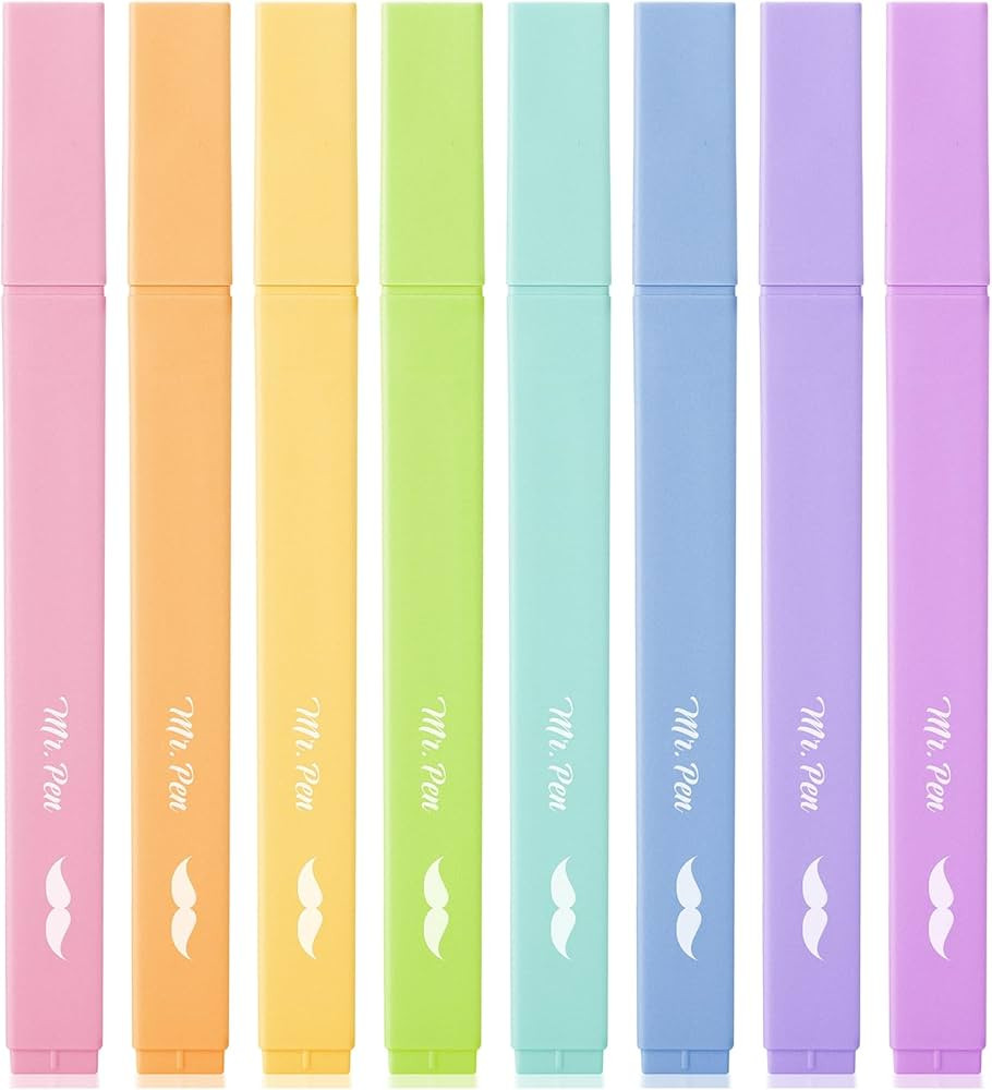 Mr. Pen- Aesthetic Highlighters, 8 pcs, Chisel Tip, Pastel Candy Colors, Cute Highlighters Assort... | Amazon (US)