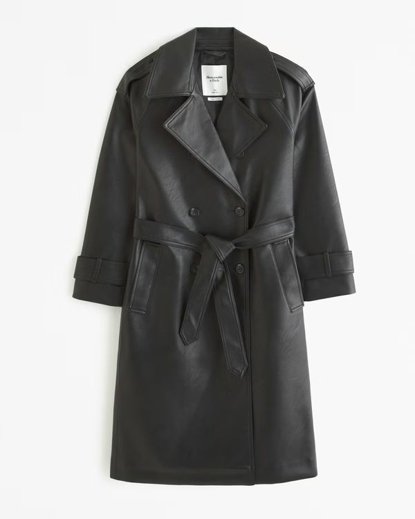 Women's Elevated Vegan Leather Trench Coat | Women's | Abercrombie.com | Abercrombie & Fitch (US)