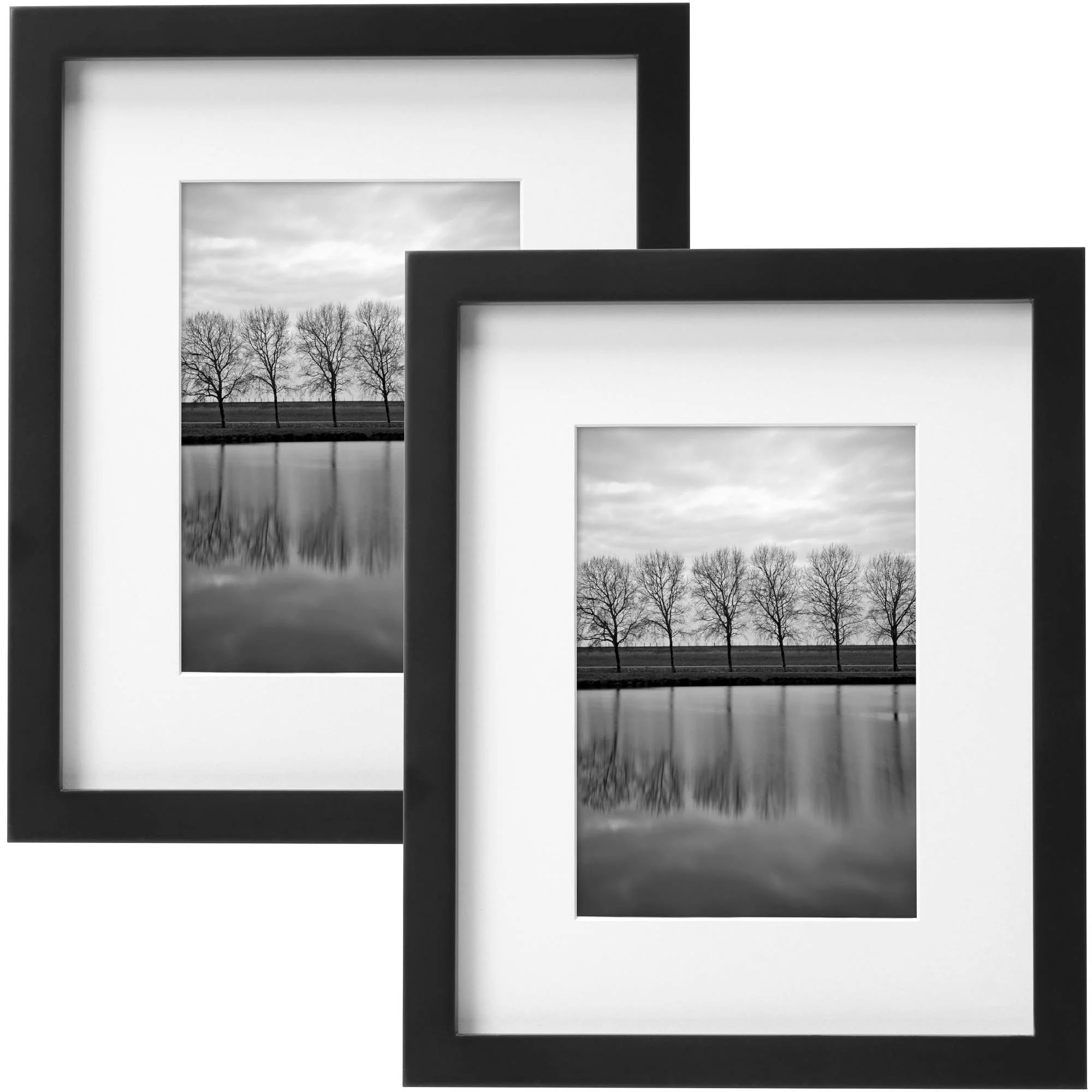 Better Homes & Gardens Gallery 8" x 10" Matted for 5" x 7" Wall Picture Frame, Black, Set of 2 | Walmart (US)