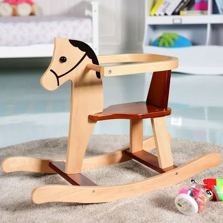 Gymax Baby Kids Toy Wooden Rocking Horse Animal Rider Chair Bar Security Boys Girls | Walmart (US)