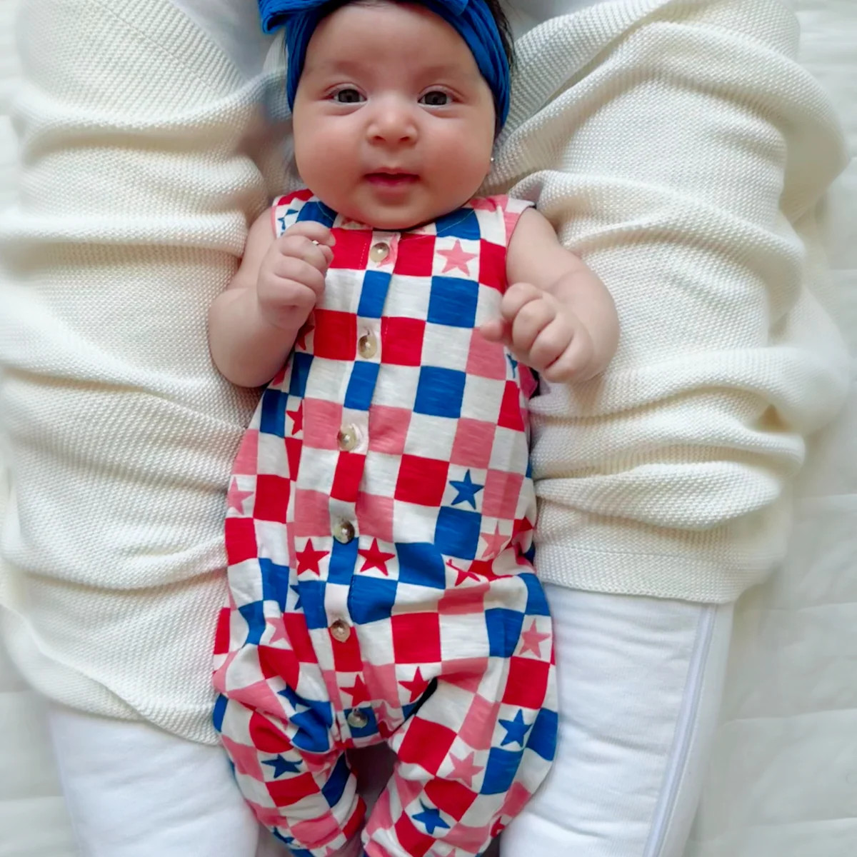 Red, White, Blue & Pink Checkerboard / Organic Bay Jumpsuit | SpearmintLOVE