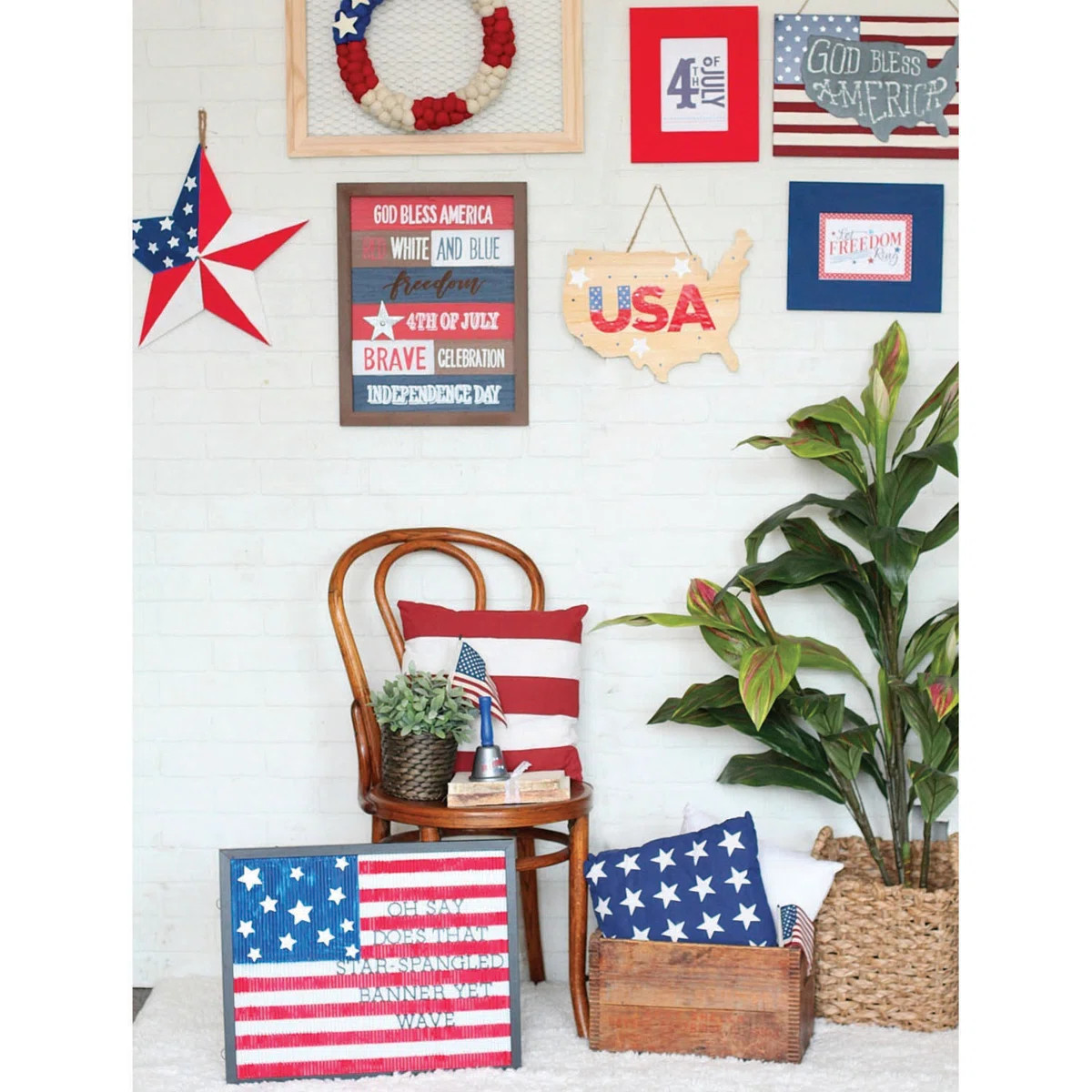 Patriotic Pillow Set, 4th Of July, Front Porch, Outdoor/indoor, Home Decor, 2 Pieces. 14" X 14" | Wayfair North America