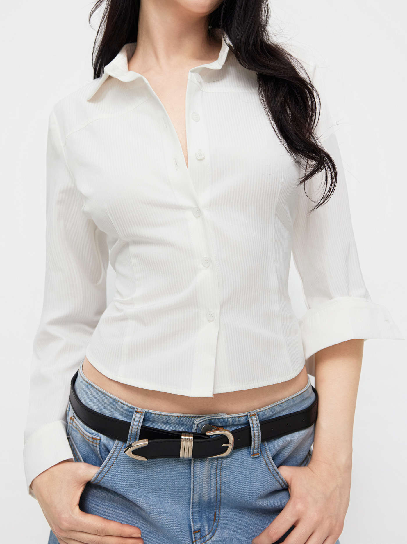 Woven Cotton-blend Collar Long Sleeve Shirt For Work | Cider