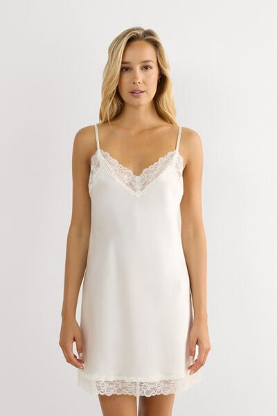 Intimissimi Silk Slip with Lace Insert Detail Woman Ivory Size L | Intimissimi (US)