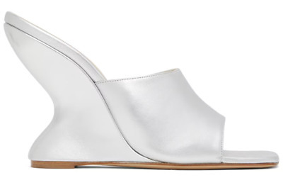 NIB Magda Butrym Metallic Silver Lambskin Inverted Wedge Mule Pumps 38 8 $1035  | eBay | eBay US