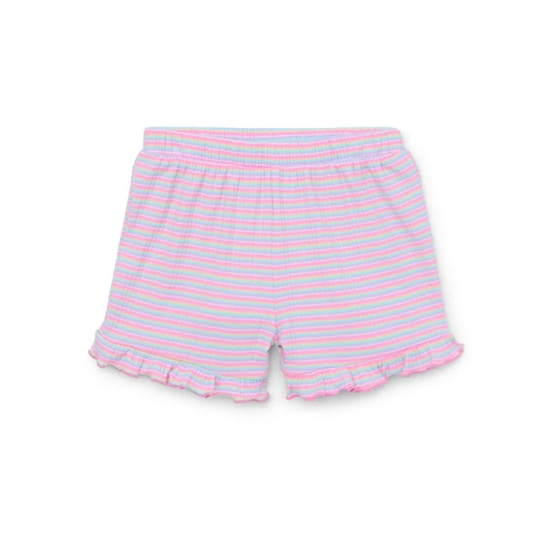 Garanimals Toddler Girl Ruffle Print Rib Shorts, Sizes 18M-5T | Walmart (US)