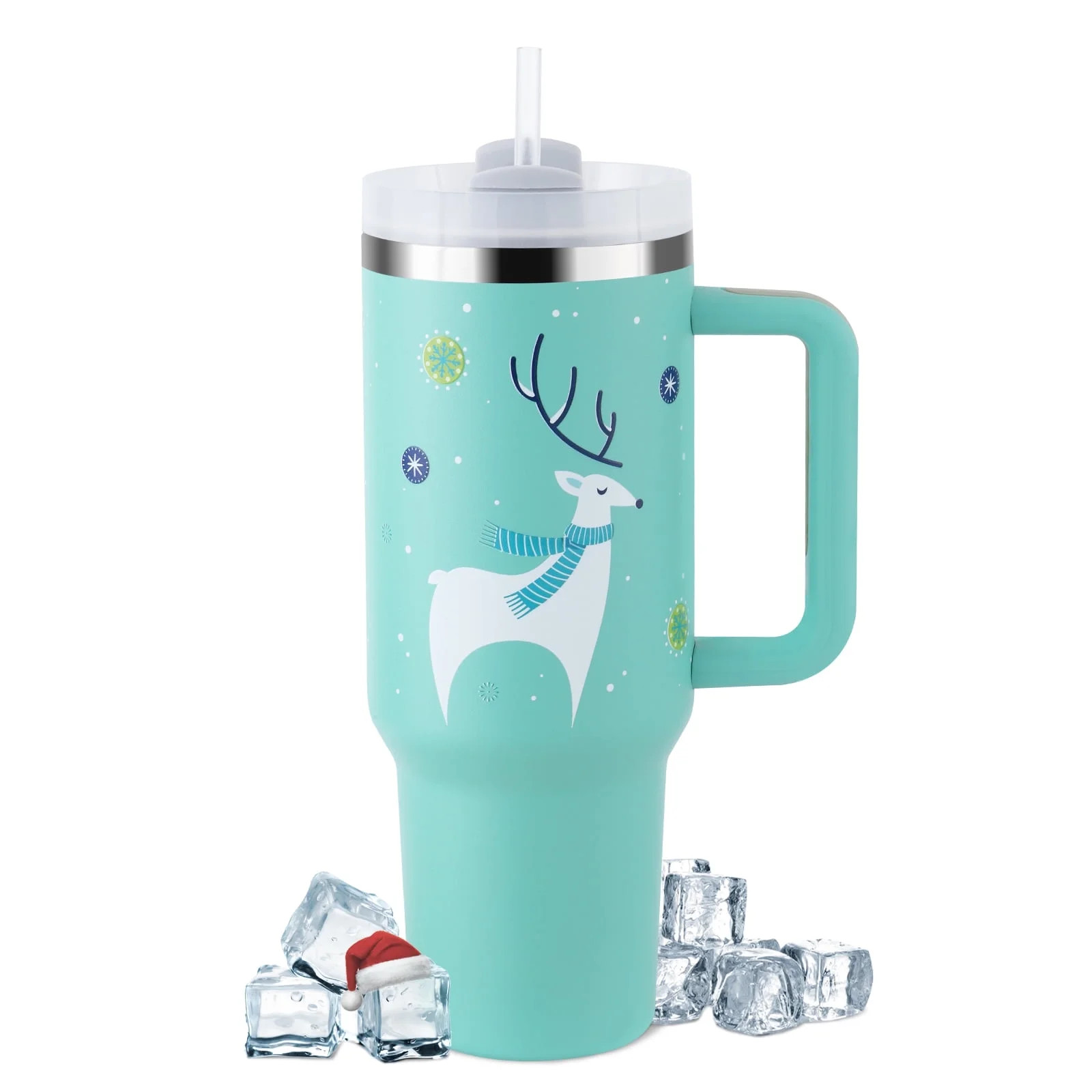 Oserlo 40 oz Christmas Tumbler With Handle And Straw, Double Wall Vacuum Insulated Cup Reusable S... | Walmart (US)