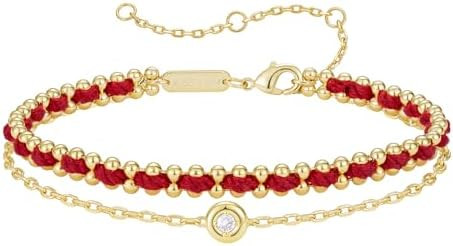 KissYan Christmas Bracelet for Women, Adjustable Sports String Bracelet, 14K Gold Plated Colorful... | Amazon (US)