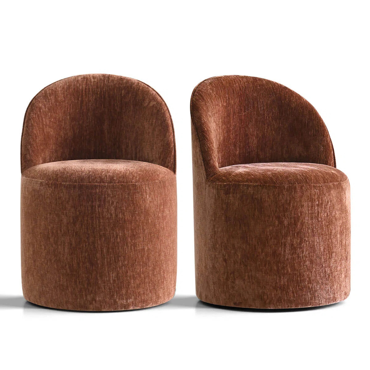 Rolling Chenille Upholstered Swivel Dining Chair with Castors (Set of 2) | Wayfair North America