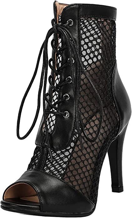 Ciuyurra Women Fashion Summer Mesh Booties Peep Toe High Top Sandals | Amazon (US)