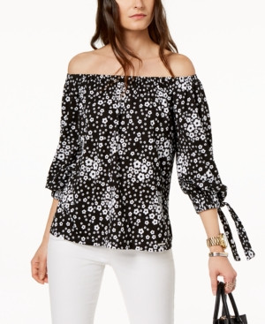 Michael Michael Kors Petite Floral-Print Off-The-Shoulder Top | Macys UK