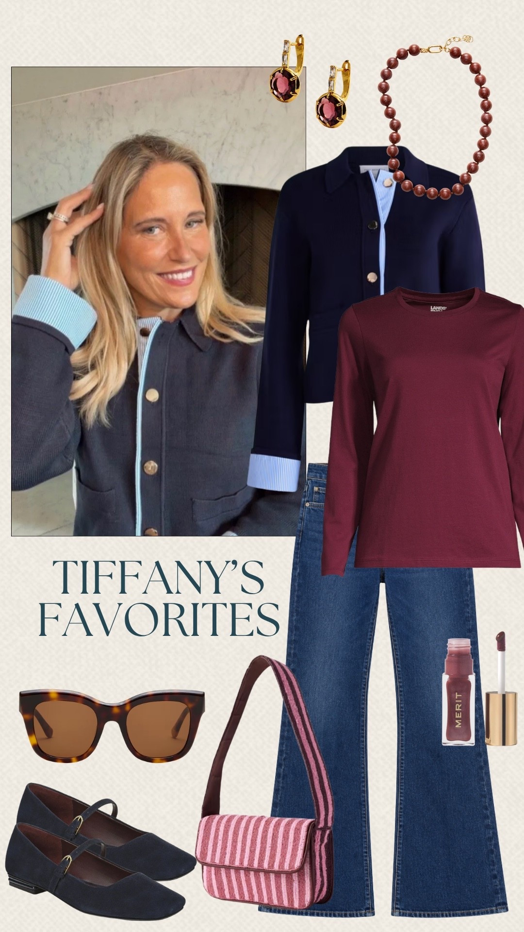 Tiffany’s favorites include this Walmart jacket and bag, and I love how they’re styled with the burgundy top and dark denim. The navy and burgundy combination feels so pretty for fall. This would be a great look for a shopping day, lunch, or running around town.

#LTKSeasonal #LTKOver40 #LTKMidsize