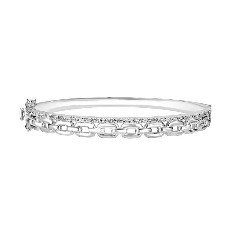 Judy Crowell Sterling Silver Link Two Row CZ Bangle Bracelet, Women's | Kohl's