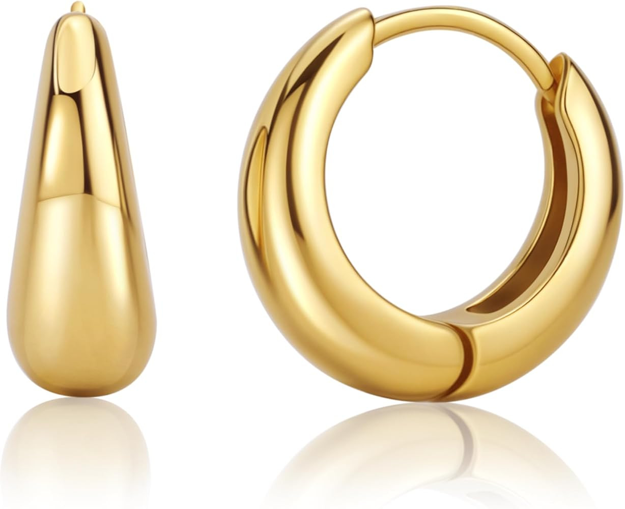 Aretes de aro pequeños de oro de acero inoxidable, aretes de plata que no se deslustra, hipoaler... | Amazon (US)